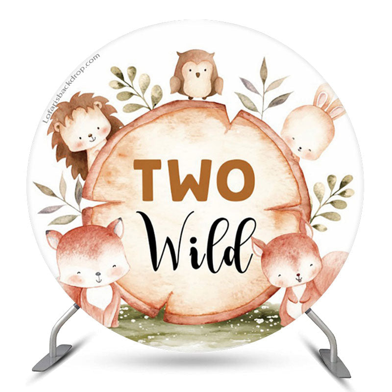 Lofaris Two Wild Forest Animal 2nd Birthday Round Backdrop