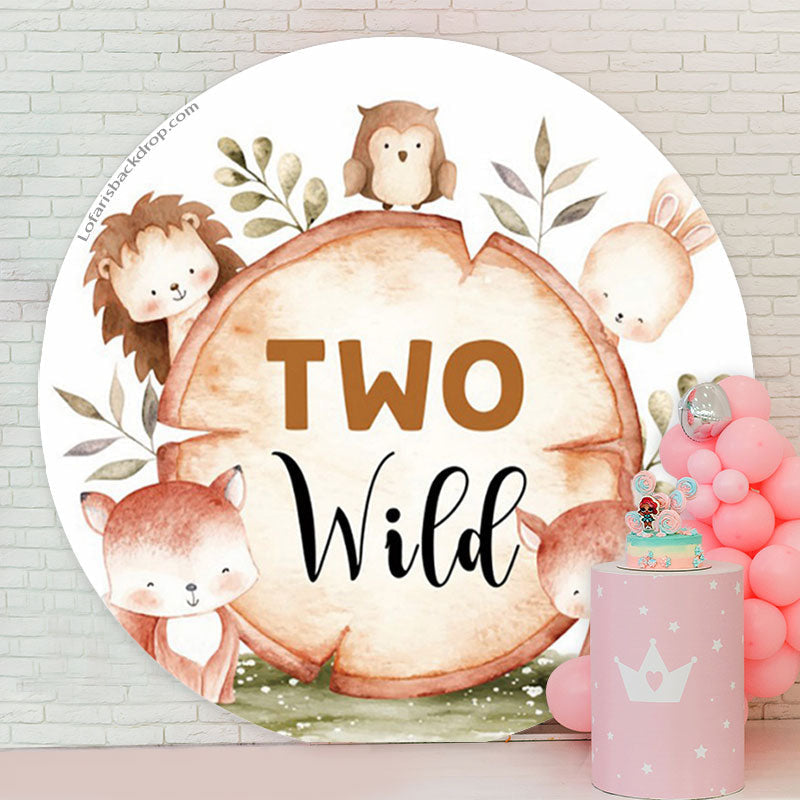 Lofaris Two Wild Forest Animal 2nd Birthday Round Backdrop