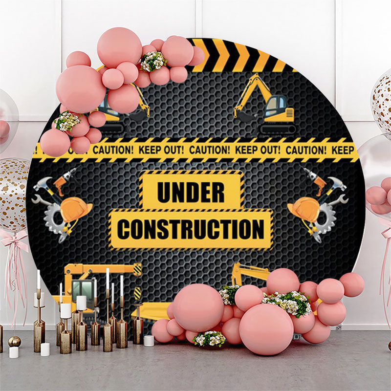 Lofaris Under Construction Excavator Round Birthday Backdrop