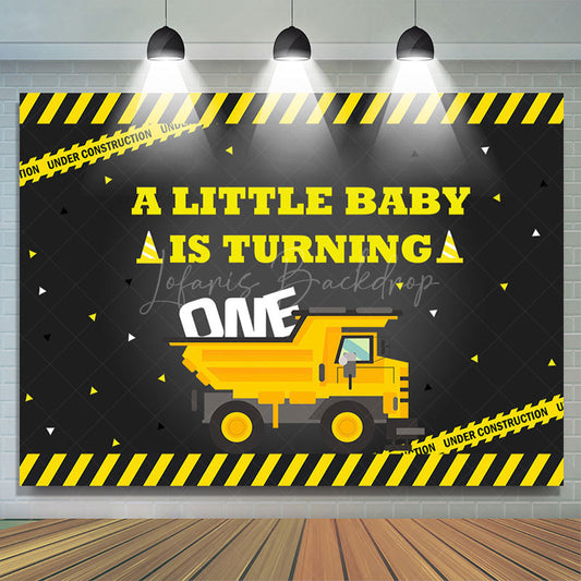 Lofaris Under Construction Little Baby 1st Birthday Backdrop