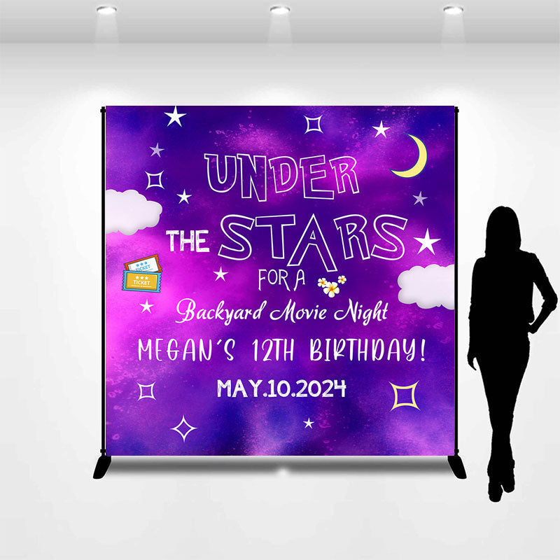 Lofaris Under The Stars Night Custom 12th Birthday Backdrop