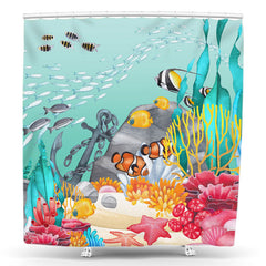 Lofaris Undersea Clownfish Anchor Corals Shower Curtain