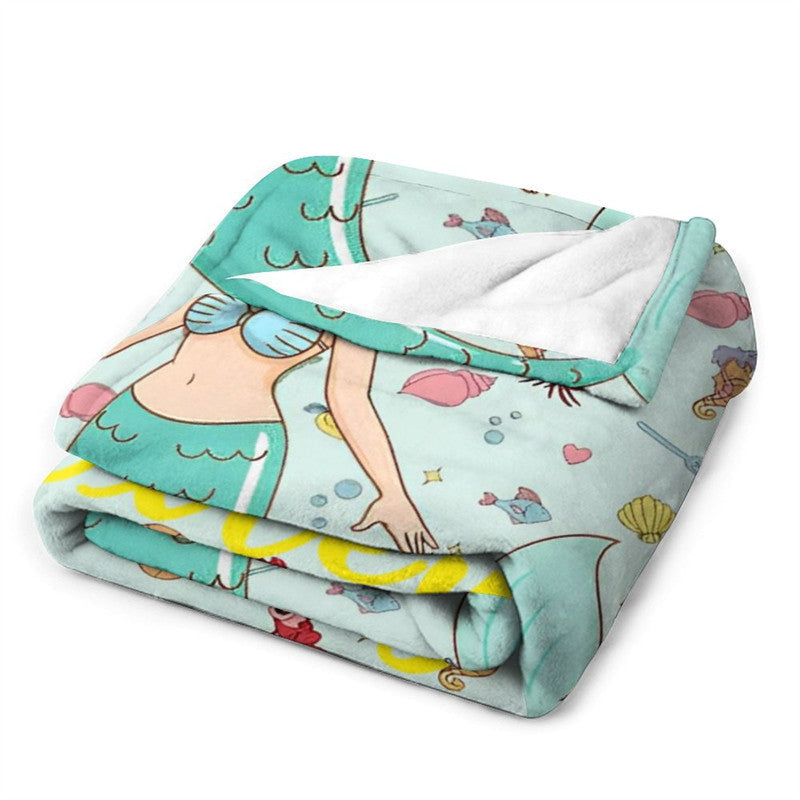 Lofaris Undersea Fishes Little Mermaid Custom Photo Blanket