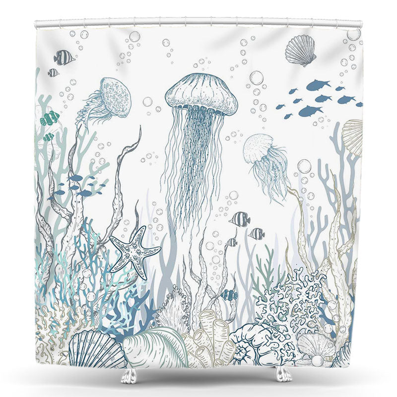 Lofaris Undersea Jellyfish Bubble Plants Shower Curtain