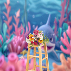 Lofaris Undersea Little Shark Corals Bubble Summer Backdrop