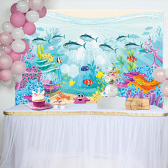 Lofaris Underwater Coral Starfish Cartoon Party Backdrop