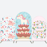 Lofaris Unicorn Cake Rainbow Birthday Party Arch Backdrop Kit