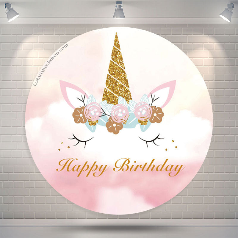 Lofaris Unicorn Round Backdrop Cover For Birthday Party