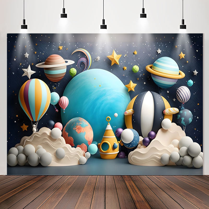 Lofaris Universe Star Spaceflight Balloons Birthday Backdrop