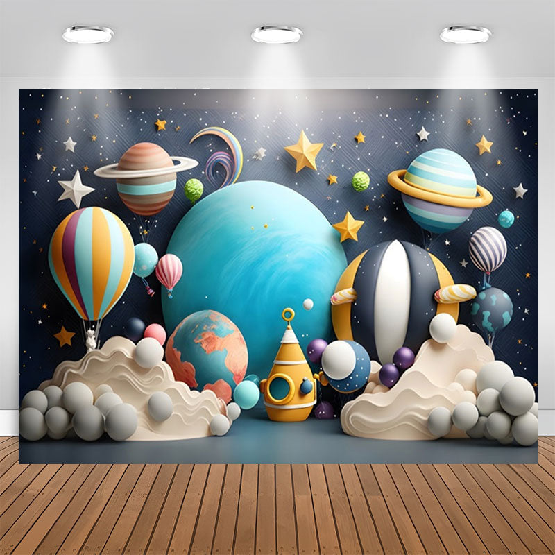 Lofaris Universe Star Spaceflight Balloons Birthday Backdrop