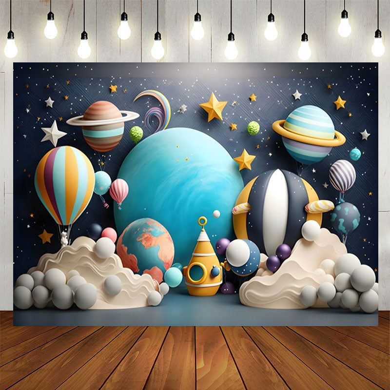 Lofaris Universe Star Spaceflight Balloons Birthday Backdrop