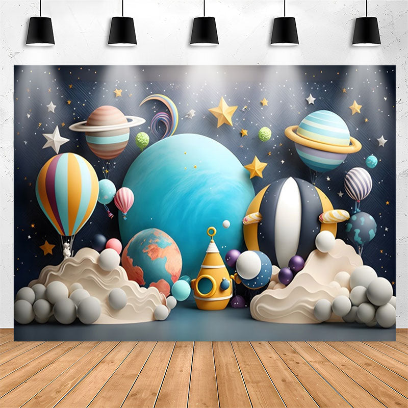 Lofaris Universe Star Spaceflight Balloons Birthday Backdrop