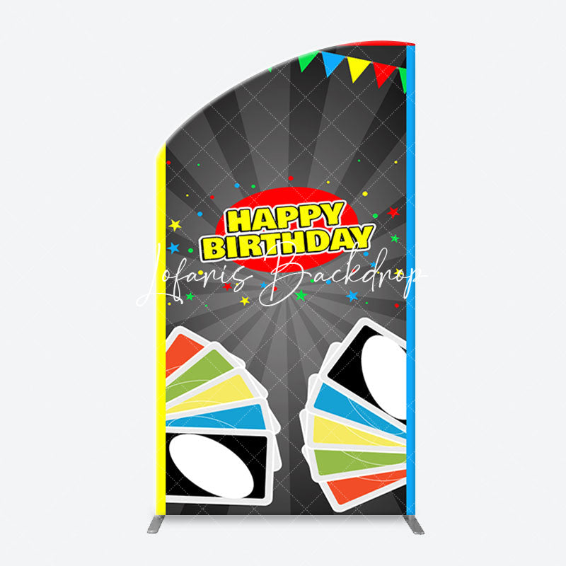 Lofaris Uno Wild Game Card Stars Arch Happy Birthday Backdrop