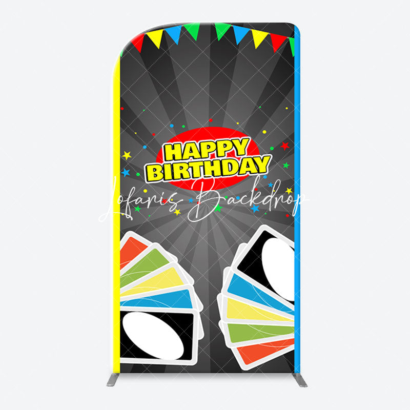 Lofaris Uno Wild Game Card Stars Arch Happy Birthday Backdrop