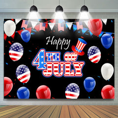 Lofaris USA Flag Balloon Happy 4th Of July Black Backdrop