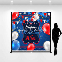 Lofaris Usa Flag Balloons Star Custom Name Birthday Backdrop