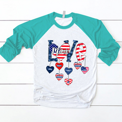 Lofaris Usa Flag Heart Love Family Custom Baseball Shirt