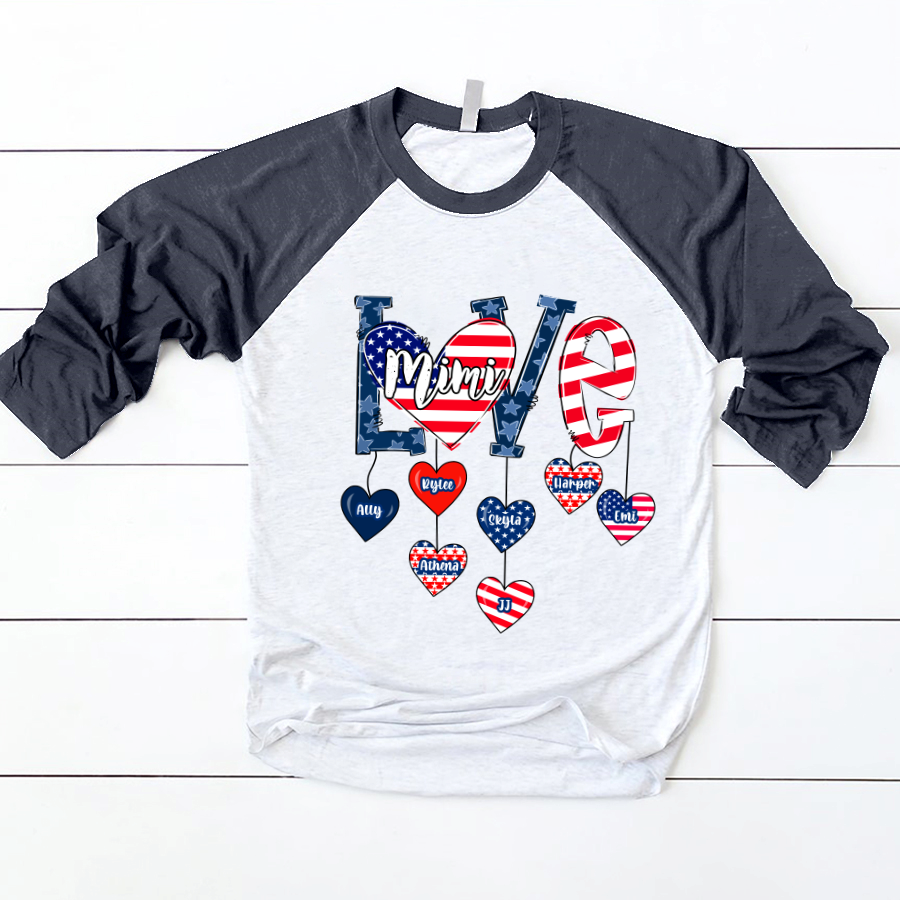 Lofaris Usa Flag Heart Love Family Custom Baseball Shirt