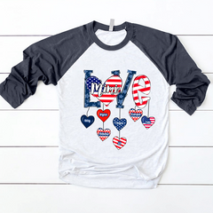 Lofaris Usa Flag Heart Love Family Custom Baseball Shirt