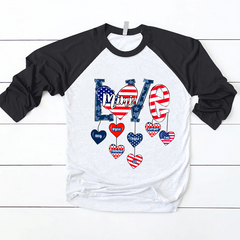 Lofaris Usa Flag Heart Love Family Custom Baseball Shirt