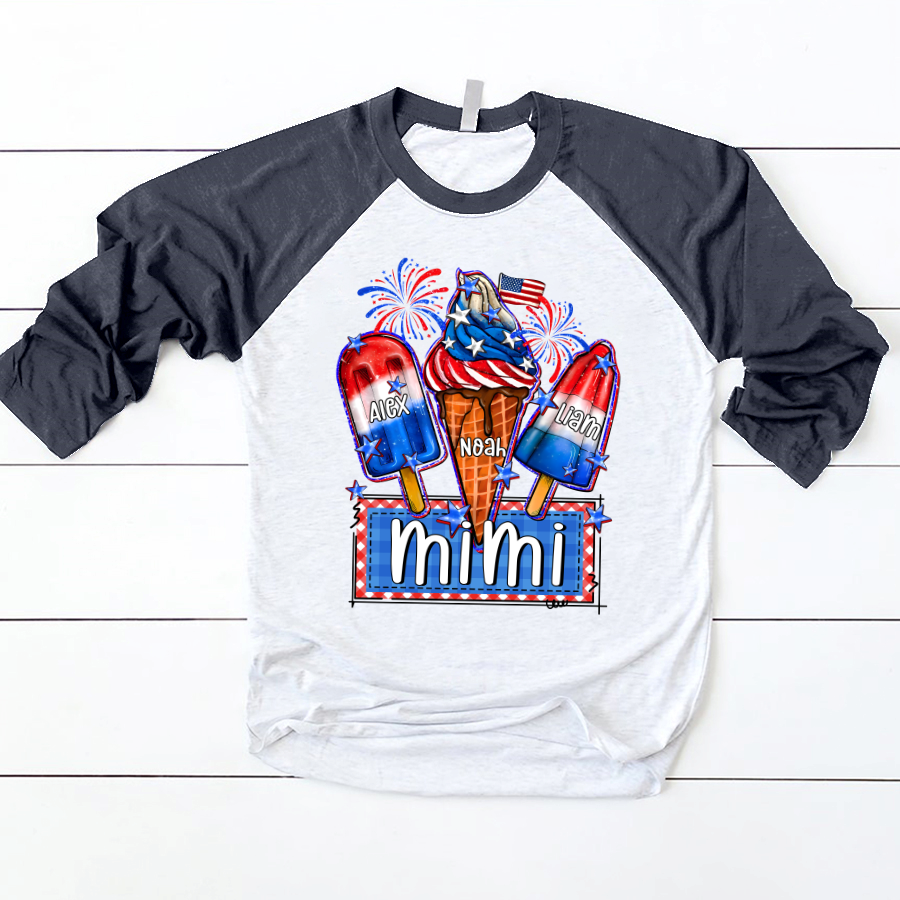 Lofaris Usa Flag Ice Cream Mimi Kids Custom Baseball Shirt