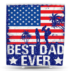 Lofaris Usa Flag Soldier Dad Blue Glitter Shower Curtain