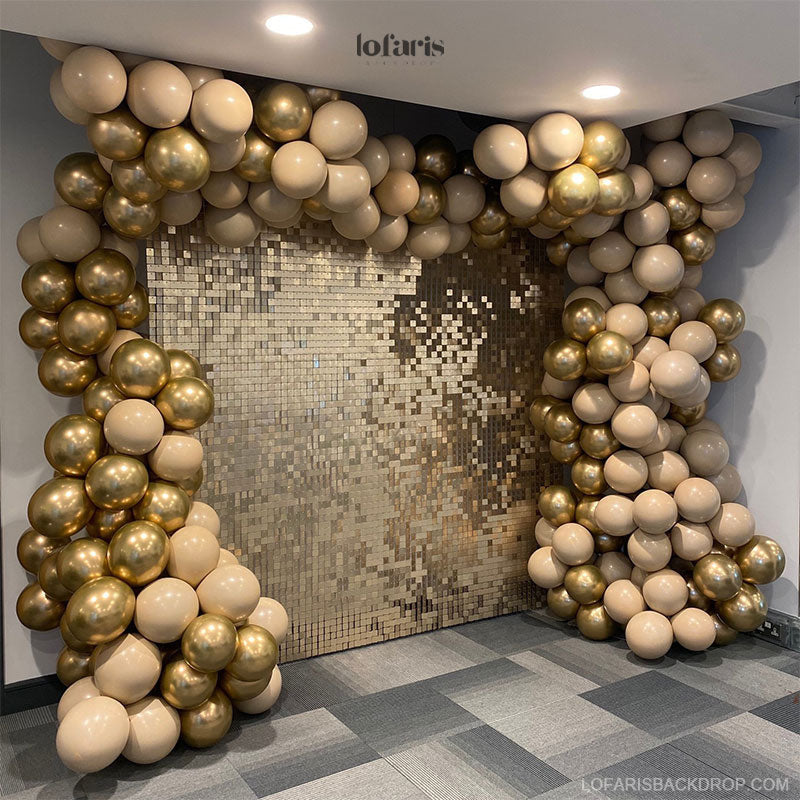 Lofaris Light Matte Gold Shimmer Wall Panels | Wedding Event Party Decorations