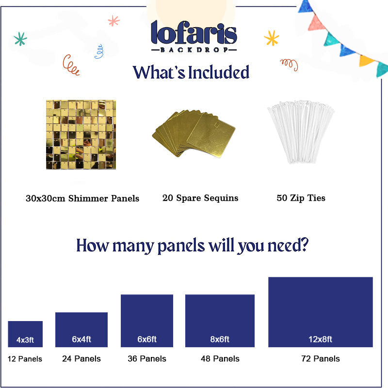 Lofaris Light Mirror Gold Shimmer Wall Backdrops | Event Party Decorations