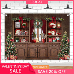 Lofaris (7 Day Delivery) Festive Christmas Vibe Trees Brown Cupboard Backdrop