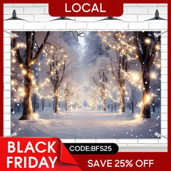 Lofaris (7 Day Delivery) Light Twinkling Snowy Winter Forest Tree Backdrop