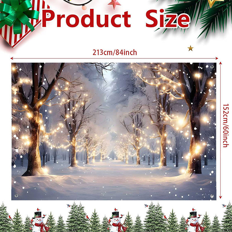 Lofaris (7 Day Delivery) Light Twinkling Snowy Winter Forest Tree Backdrop