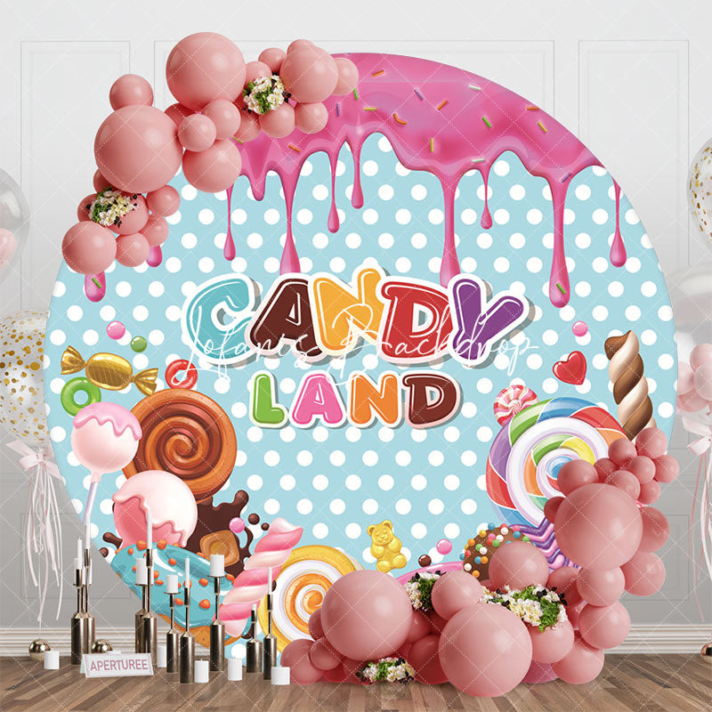 Lofaris Various Desserts Candyland Round Birthday Backdrop