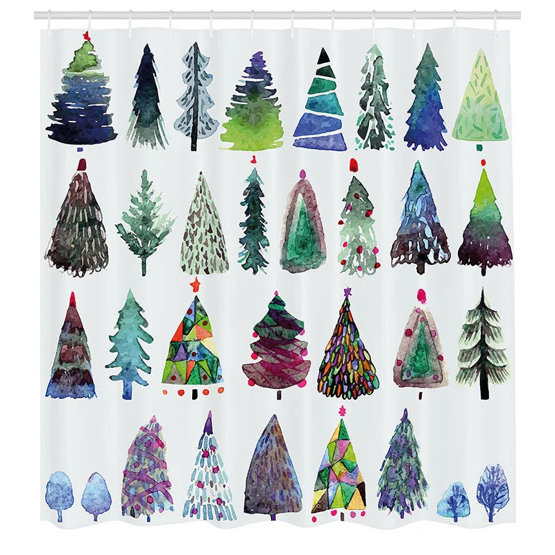 Lofaris Various Xmas Tree Pattern Christmas Shower Curtain