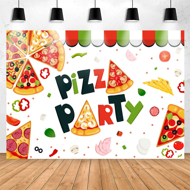 Lofaris Vegetable And Meat White Palatable Pizza Party Backdrop