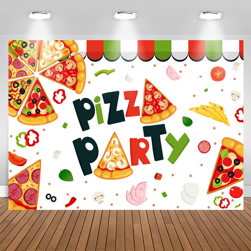 Lofaris Vegetable And Meat White Palatable Pizza Party Backdrop