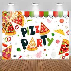 Lofaris Vegetable And Meat White Palatable Pizza Party Backdrop