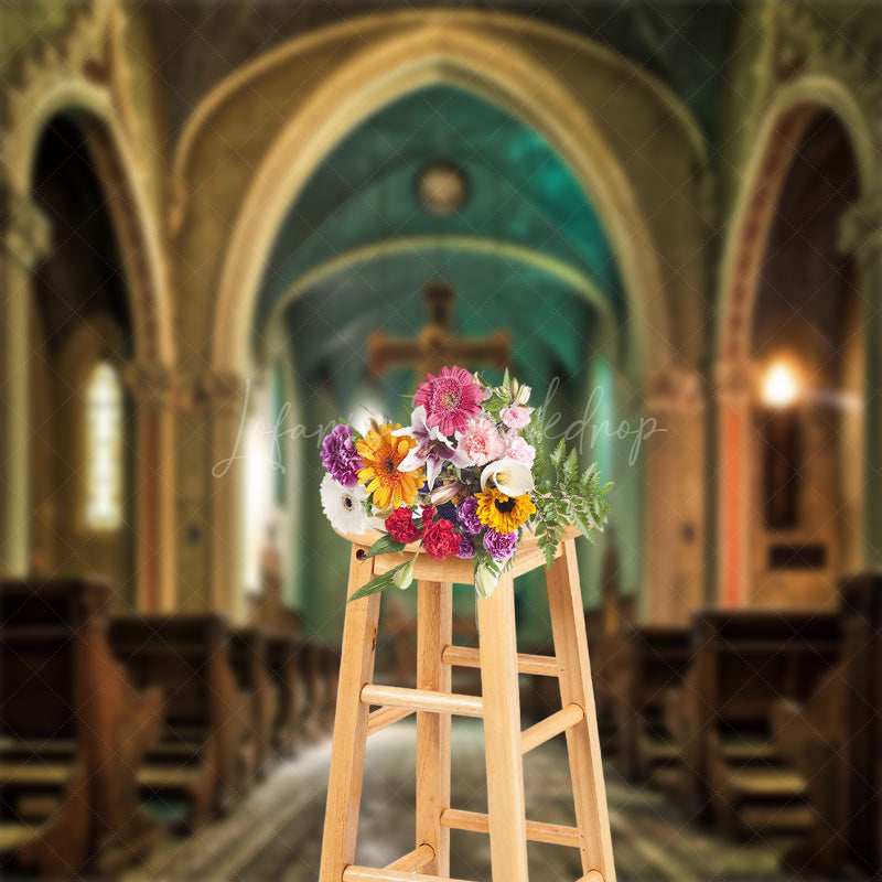 Lofaris Vinatge Cross Medieval Church Photo Booth Backdrop