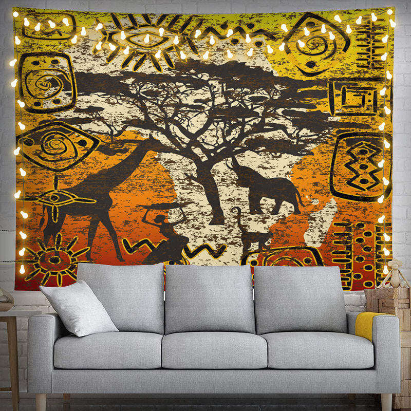 Lofaris Vintage African Tribe Symbol Cultural Art Tapestry