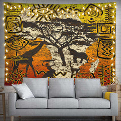 Lofaris Vintage African Tribe Symbol Cultural Art Tapestry