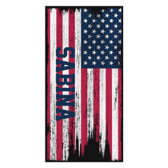 Lofaris Vintage American Flag Personalized Name Beach Towel