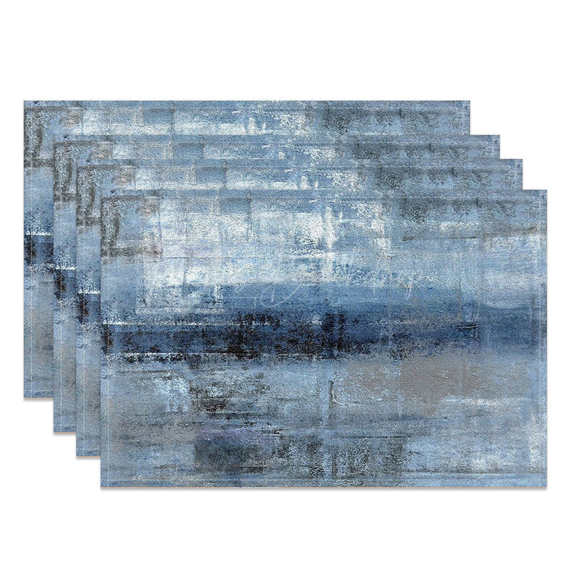 Lofaris Vintage Blue Grey Abstract Art Set Of 4 Placemats