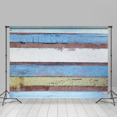 Lofaris Vintage Blue Paint Wood Wall Photo Booth Backdrop