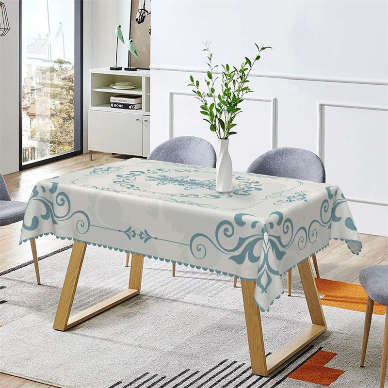 Lofaris Vintage Blue Pattern Dining Room Rectangle Tablecloth