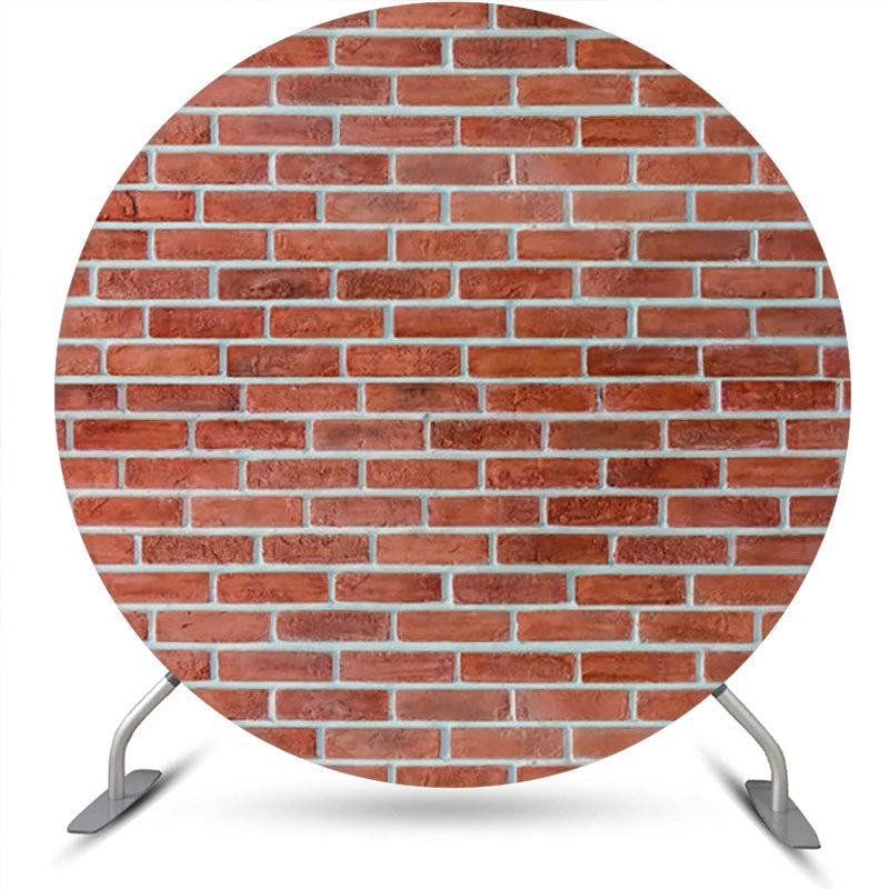 Lofaris Vintage Brown Brick Wall Round Birthday Backdrop