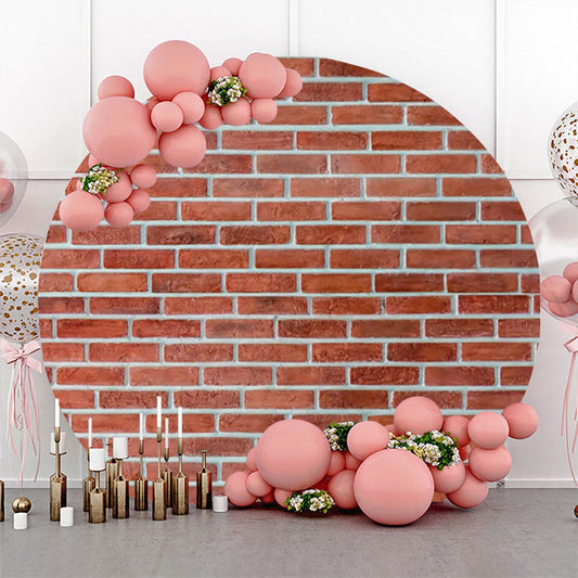 Lofaris Vintage Brown Brick Wall Round Birthday Backdrop