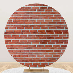 Lofaris Vintage Brown Brick Wall Round Birthday Backdrop