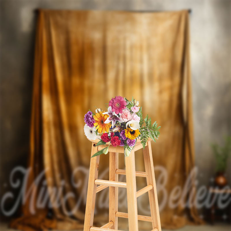 Lofaris Vintage Brown Curtain Grey Wall Photography Backdrop