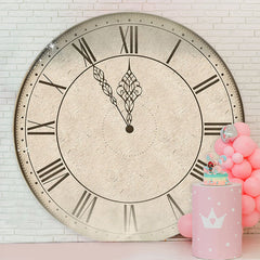 Lofaris Vintage Clock Happy New Years Round Backdrop Cover