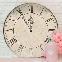 Lofaris Vintage Clock Happy New Years Round Backdrop Cover