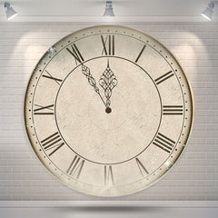 Lofaris Vintage Clock Happy New Years Round Backdrop Cover